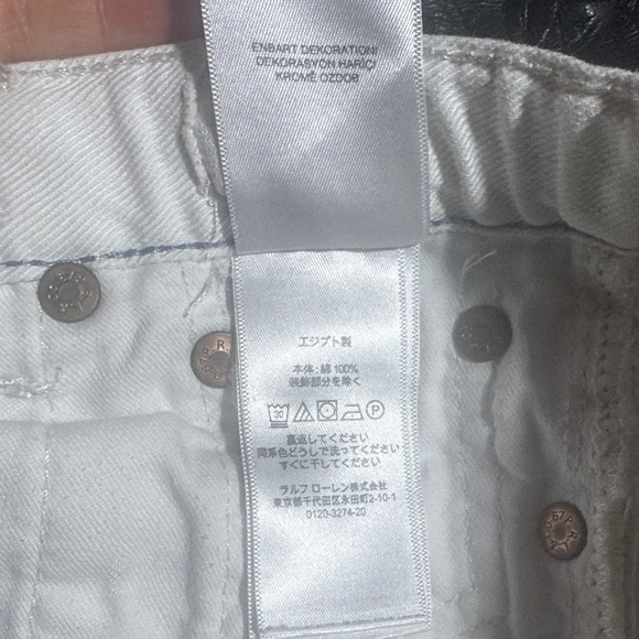 Polo by Ralph Lauren White Jean Shorts with Logo - Kids Size 7 - Picture 9 of 9